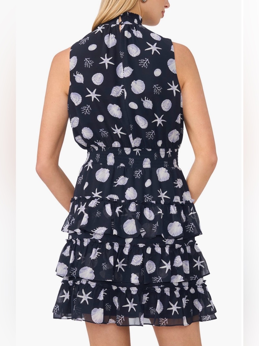 NWT! 1.State Shell-Print Tiered Ruffle Dress - Picture 3 of 5